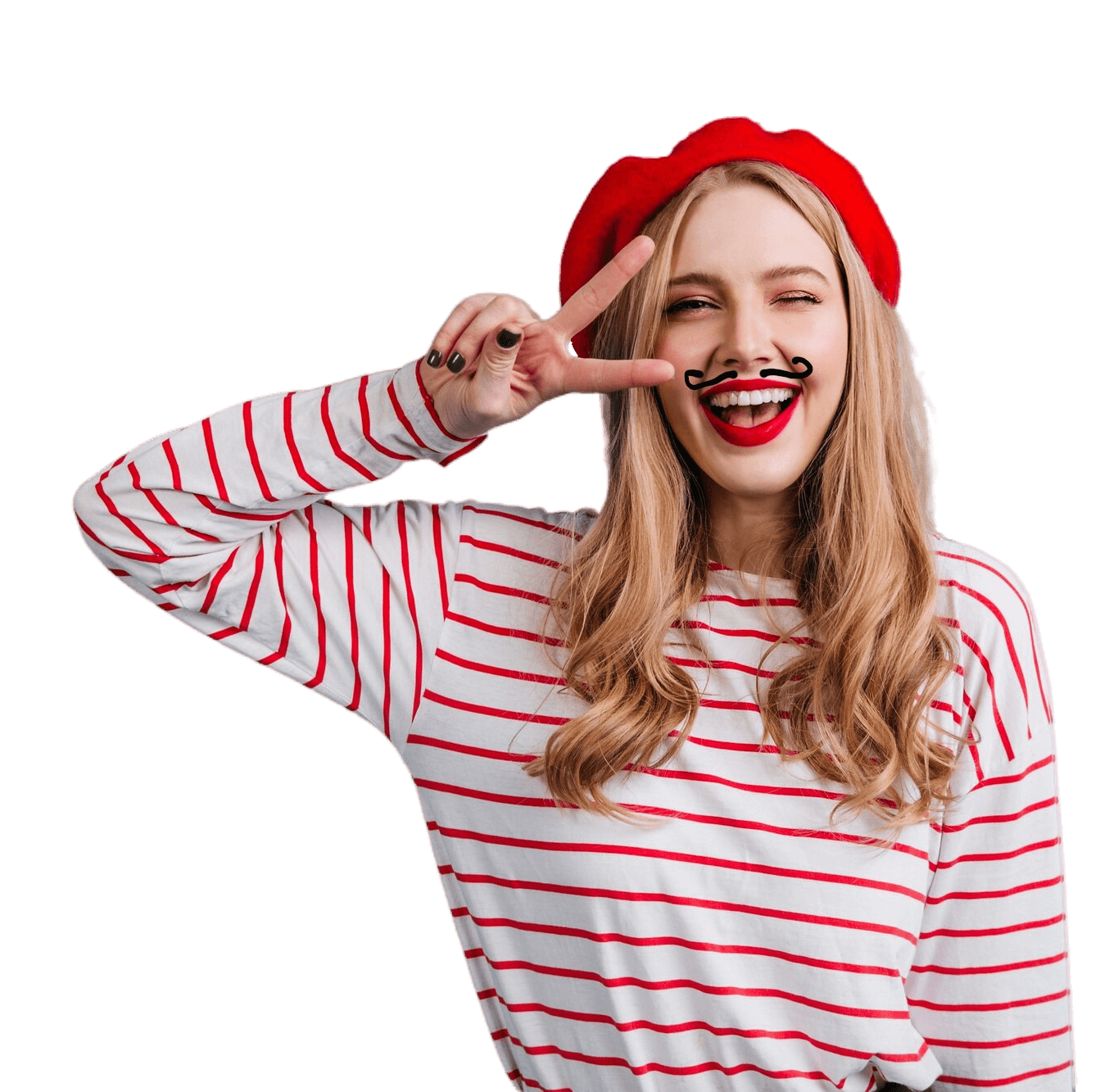 Fille portant un béret rouge